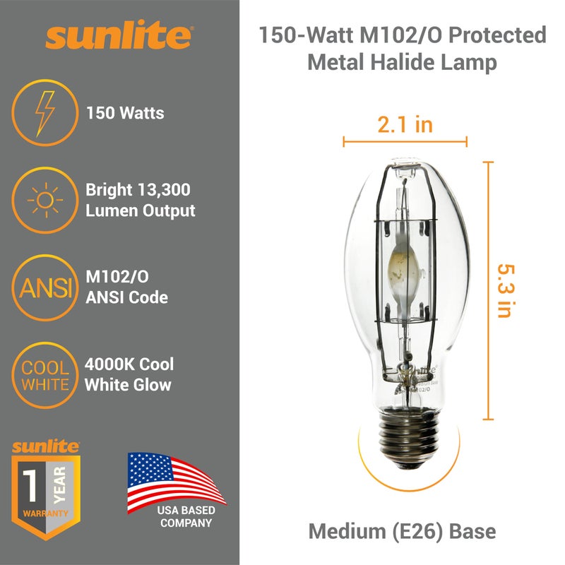 Sunlite M102/O Protected Metal Halide Lamp 150W Clear - Image 2